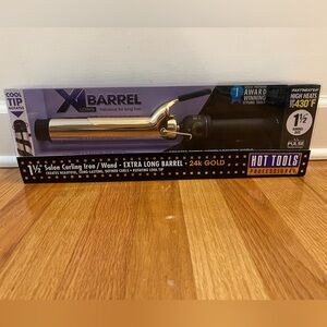 Hot Tools Professional 1.5” Salon Curling Iron/Wand, Extra long barrel. 24k gold